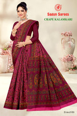 CRAPE KALAMKARI Cotton Kalamkari Printed Saree with Designer Border - 8 Pcs Set