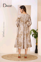 Deecee Meraki Roman Silk Foil Print Flared Kurti - 6 PCS Set