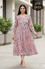 Flory Vol 3 Cotton Dress for Women - Printed Stylish Long Casual Dress