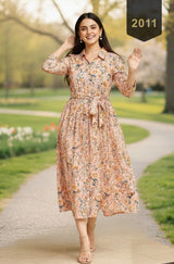 Flory Vol 3 Cotton Dress for Women - Printed Stylish Long Casual Dress