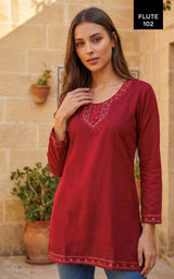 Flute Vertican Tunic Collection - 6 PCS - Embroidered Short Tops - M.R. Saree Emporium