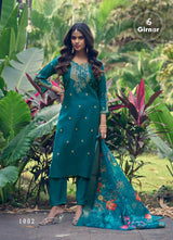 Girnar Dhvani Vol 01 Roman Silk Suit Set - Embroidered Kurti Pant Dupatta Set for Women