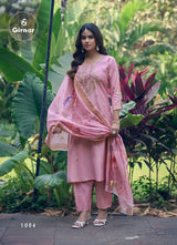 Girnar Dhvani Vol 01 Roman Silk Suit Set - Embroidered Kurti Pant Dupatta Set for Women