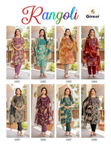 Girnar Rangoli Vol-1 Kurti Pant Dupatta Set - 3 PCS Catalog - 8 Designs - M.R. Saree Emporium