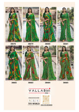 HARITALIKA Sawan Special Green Moss Georgette Saree with Designer Border - 8 Pcs Set