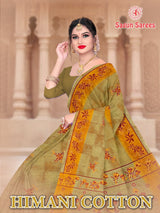 HIMANI COTTON Soft Cotton Printed Saree with Designer Pallu - 8 Pcs Set