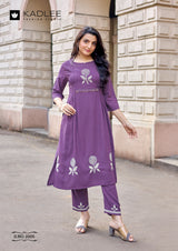Kadlee Queen Rayon Kurti Set - 6 PCS Set - Thread Work Kurti With Bottom - M.R. Saree Emporium