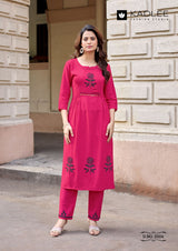 Kadlee Queen Rayon Kurti Set - 6 PCS Set - Thread Work Kurti With Bottom - M.R. Saree Emporium