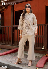 Kadlee Golden Lady Co-Ord Set - 6 PCS Set - Viscose Weaving Designer Top With Pant - M.R. Saree Emporium