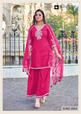 Kadlee Gori Viscose Crepe Kurti Pant Dupatta Set - 4 PCS Set - Thread Work Designer Suit - M.R. Saree Emporium