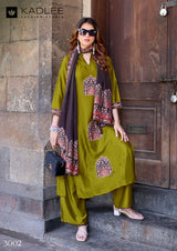 Kadlee Royal Queen Gajji Silk Handwork Kurti Set with Chanderi Dupatta