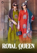 Kadlee Royal Queen Gajji Silk Handwork Kurti Set with Chanderi Dupatta
