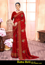 Kayaan Bahu Beti Vol-92 Simmar Georgette Saree Set (8 Pcs) Printed Lace Border Daily Wear - M.R. Saree Emporium