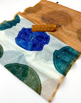 RajYog Kazari Kakshi Linen Mirror Work Saree Wholesale