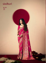 Kimora Devika Silk Pure Viscose Dola Silk Zari Weaving Saree - 6 Pcs Set