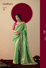 Kimora Devika Silk Pure Viscose Dola Silk Zari Weaving Saree - 6 Pcs Set