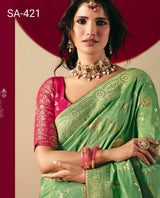 Kimora Devika Silk Pure Viscose Dola Silk Zari Weaving Saree - 6 Pcs Set