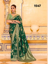Kimora RajMahal Pure Banarasi Crap Silk Saree with Designer Blouse | Wedding & Festive Wear