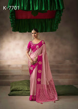 Kira Kalki Silk Satin Saree 8 Pcs Embroidery Set
