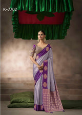 Kira Kalki Silk Satin Saree 8 Pcs Embroidery Set