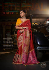 Kira Kanya Pure Silk Saree (5 Pcs Set) with Woven Pallu, Border & Designer Embroidered Blouse