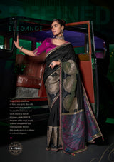 Kira Kanya Pure Silk Saree (5 Pcs Set) with Woven Pallu, Border & Designer Embroidered Blouse
