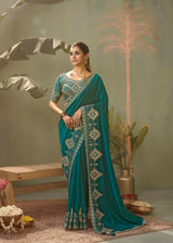 Kira Kasva Silk Saree - Gota Patti Embroidery Set