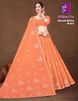 Manali White W.B.P Soft Cotton Printed Saree with White Border - 8 Pcs Set