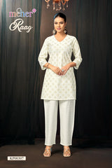 MEHER RAAG Roman Silk Co-Ord Set - Printed Kurti Pant Set M.R. Saree Emporium