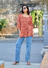 Mittoo Crispy Rayon Printed Kurti - 6 Pcs Set