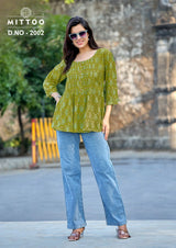 Mittoo Crispy Rayon Printed Kurti - 6 Pcs Set