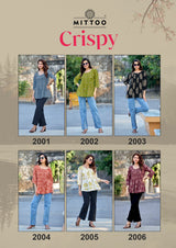 Mittoo Crispy Rayon Printed Kurti - 6 Pcs Set