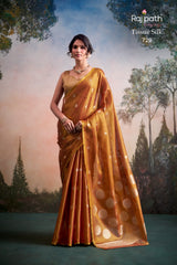 RajPath Fabrics Anvika Tissue Silk Saree with Designer Blouse - Party & Festive Wear