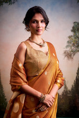 RajPath Fabrics Anvika Tissue Silk Saree with Designer Blouse - Party & Festive Wear