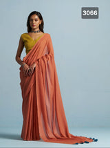 MONO.POLEY Hues & Flow Viscose Mul Saree with Contrast Designer Blouse (Liva Certified)