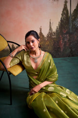 RajPath Fabrics Anvika Tissue Silk Saree with Designer Blouse - Party & Festive Wear