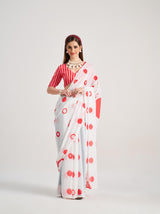 Mono.Poley Polka Pops Archie Georgette Saree - Digital Print with Fancy Latkans Set 9 Pcs Set