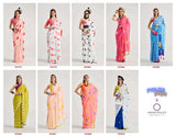 Mono.Poley Polka Pops Archie Georgette Saree - Digital Print with Fancy Latkans Set 9 Pcs Set