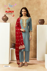 Nazakat Women's Vertican Shimmer Kurti Set with Chanderi Butti Dupatta