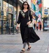 Nora Style Rayon Kurti - Heavy Thread & Handwork Designer Kurti for Women
