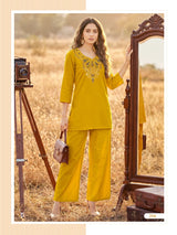 OSSM Sara Vol 02 Cotton Cord Set for Women - Embroidered Kurti Pant Set