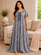 Premium Cotton Printed Nighty 10 Pcs Set - Full Length Ladies Night Gown Wholesale