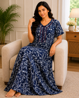 Premium Cotton Printed Nighty 5 Pcs Set - Full Length Ladies Night Gown Wholesale