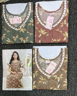 Premium Floral Cotton Nighty - 3 Pcs Set