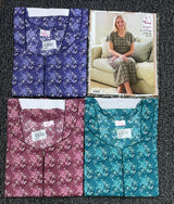 Premium Soft Cotton Printed Nighty - 4 Pcs Set