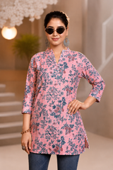 Women Printed Cotton Short Kurti - Isabel Collection - Daily Wear - M.R. Saree Emporium