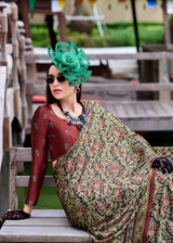 RajPath Ajrakh Satin Silk Saree 7 Pcs Set