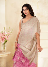 RajPath Fabrics Cream Silk Modal Cotton Saree - 6 Pcs Wholesale Set