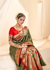 RajPath Fabrics Mangalya Silk Paithani Tissue Silk Saree - Wedding Collection