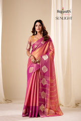 RajPath Fabrics Sunlight Handloom Tissue Soft Silk Saree - 6 Pcs Set
